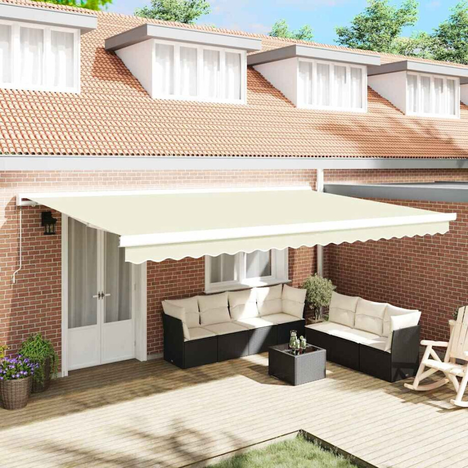 vidaXL Inklapbaar Zonnescherm Crème 500 × 300 cm Stof en Metaal afbeelding 1