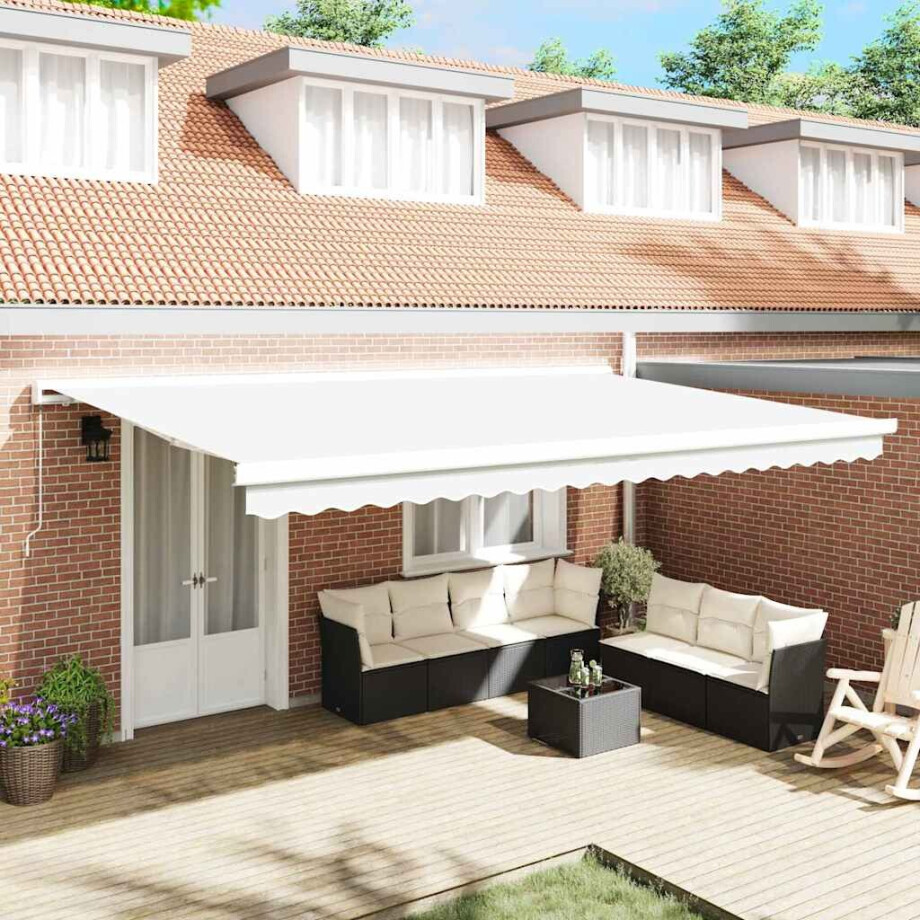 vidaXL Inklapbaar Zonnescherm Wit 500 × 300 cm Stof en Metaal afbeelding 1