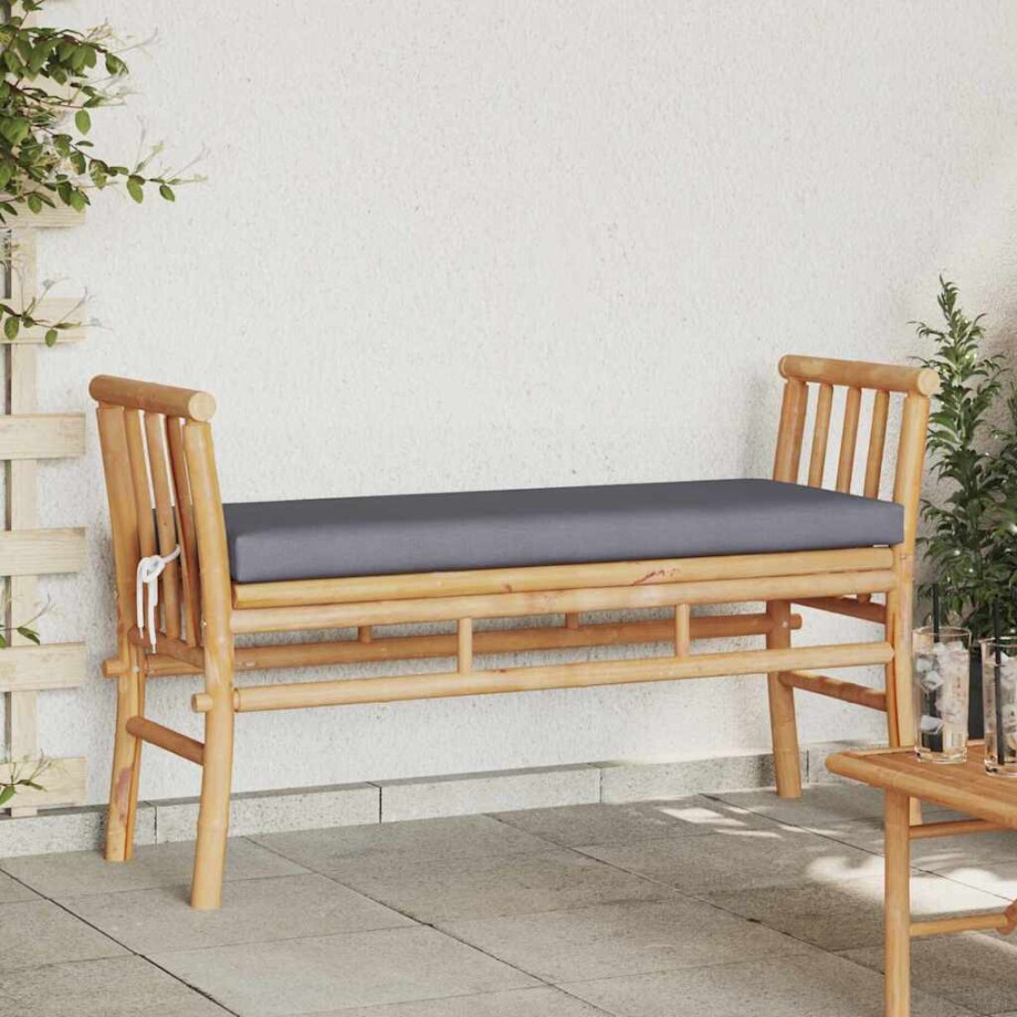 vidaXL Tuinbank met kussen Bruin 110 x 38 x 65cm Bamboe vidaXL Tuinbank met kussen Bruin 110 x 38 x 65cm Bamboe afbeelding 1