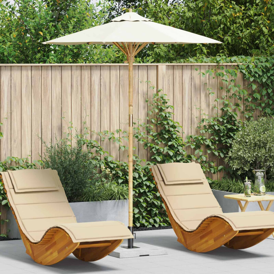 vidaXL Tuinparasol Crème Wit Ø 180 x 230 cm Bamboe afbeelding 1