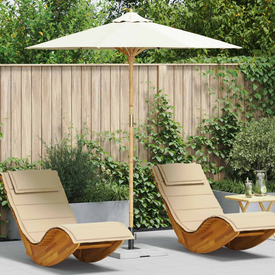 vidaXL Tuinparasol Crème Wit Ø 217 x 230 cm Bamboe afbeelding 1