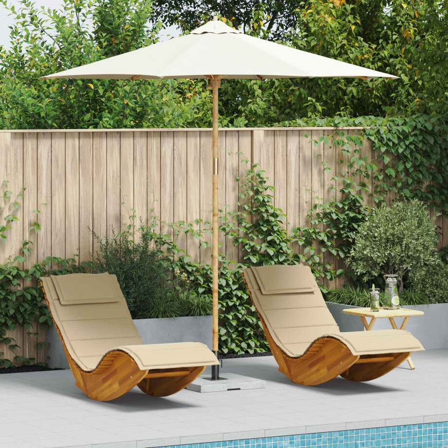 vidaXL Tuinparasol Crème Wit Ø 270 x 260 cm Bamboe afbeelding 1