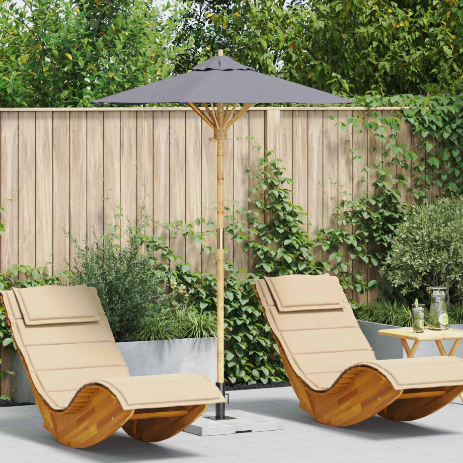 vidaXL Tuinparasol Donkergrijs Ø 150 x 210 cm Bamboe vidaXL Tuinparasol Donkergrijs Ø 150 x 210 cm Bamboe afbeelding 1