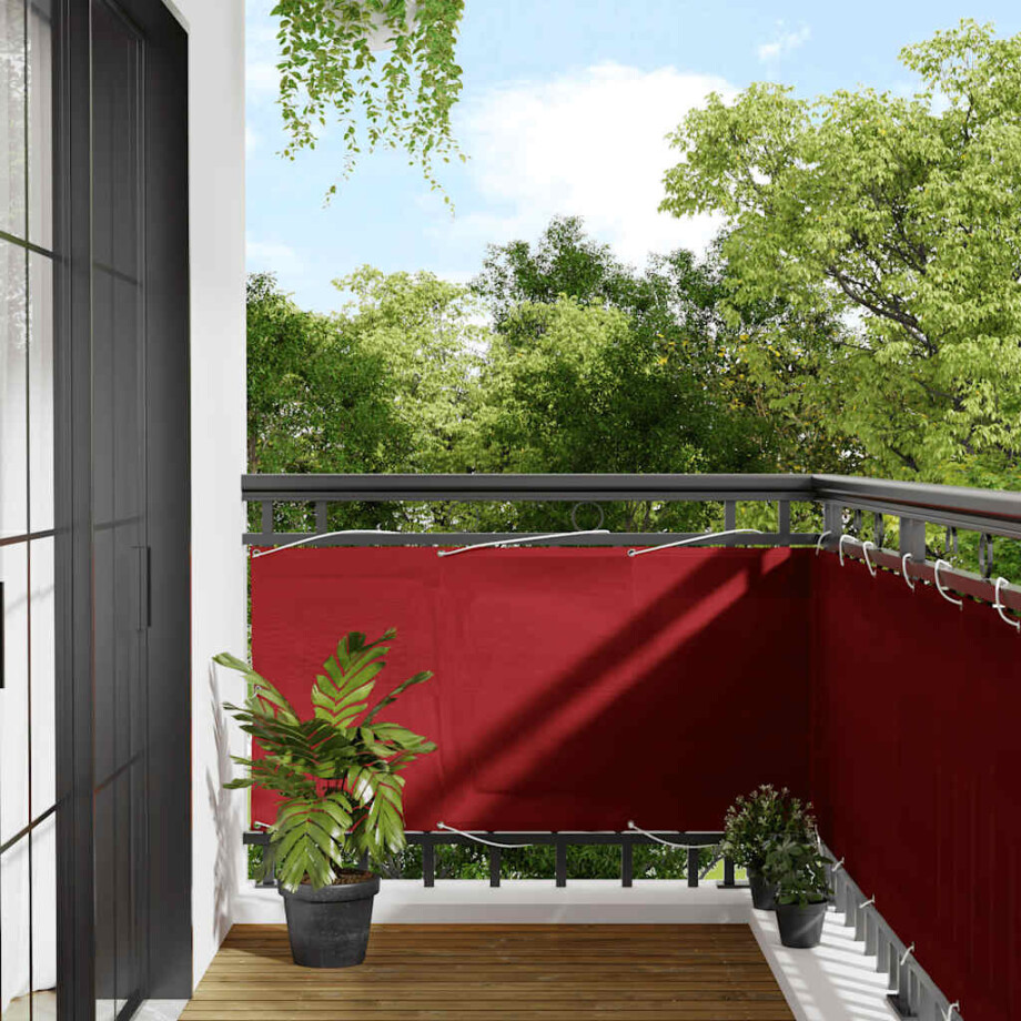 vidaXL Balkonscherm Rood 75x1000 cm 100% Polyester Oxford afbeelding 1