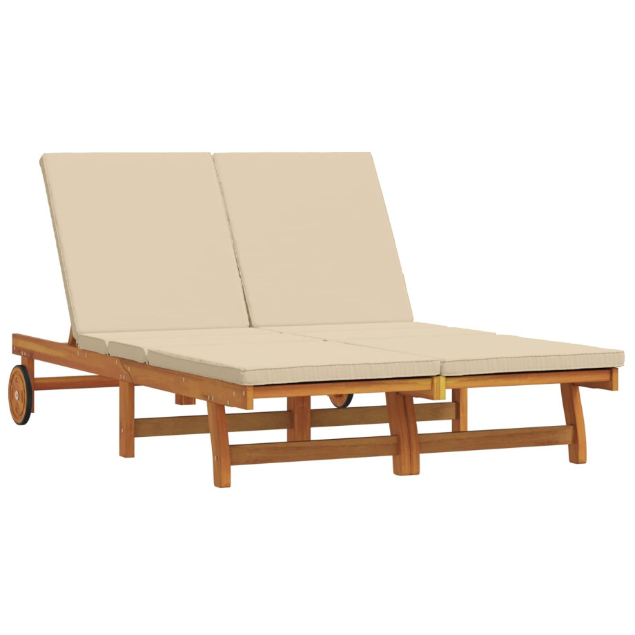 vidaXL Ligstoel Bruin 125 x 200 x 84 cm Massief Acaciahout afbeelding 1