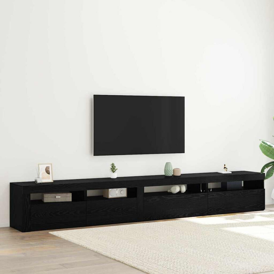 vidaXL Tv-meubelset 3 pcs Zwart Eiken 270 x 35 x 40 cm Bewerkt hout vidaXL Tv-meubelset 3 pcs Zwart Eiken 270 x 35 x 40 cm Bewerkt hout afbeelding 1