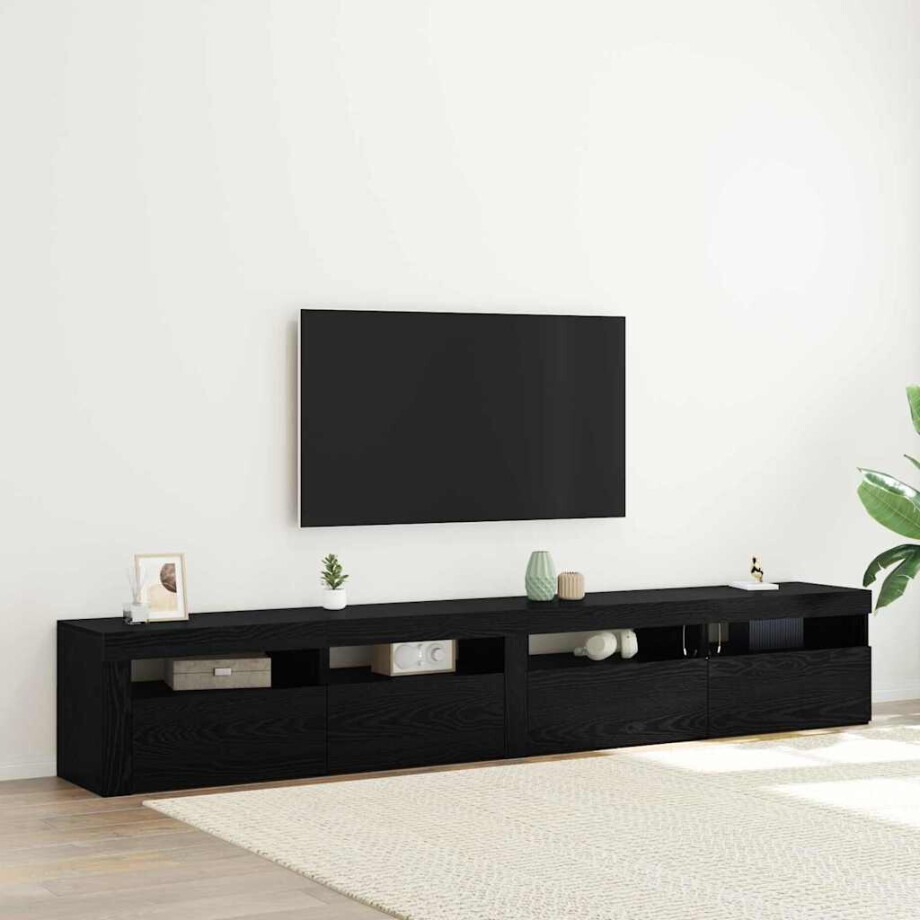 vidaXL Tv-meubelset 3 pcs Zwart Eiken 240 x 35 x 40 cm Bewerkt hout vidaXL Tv-meubelset 3 pcs Zwart Eiken 240 x 35 x 40 cm Bewerkt hout afbeelding 1