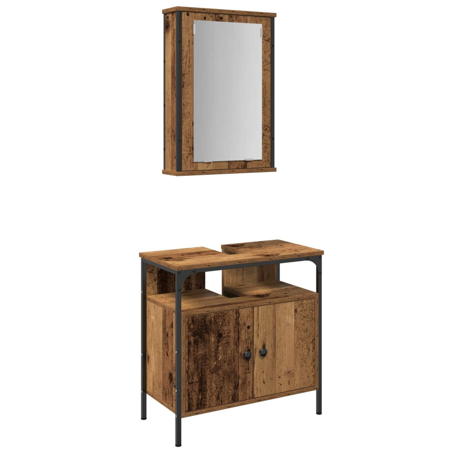 vidaXL Badkamermeubelset met plank met opslag 2 pcs Bruin Bewerkt hout vidaXL Badkamermeubelset met plank met opslag 2 pcs Bruin Bewerkt hout afbeelding 1