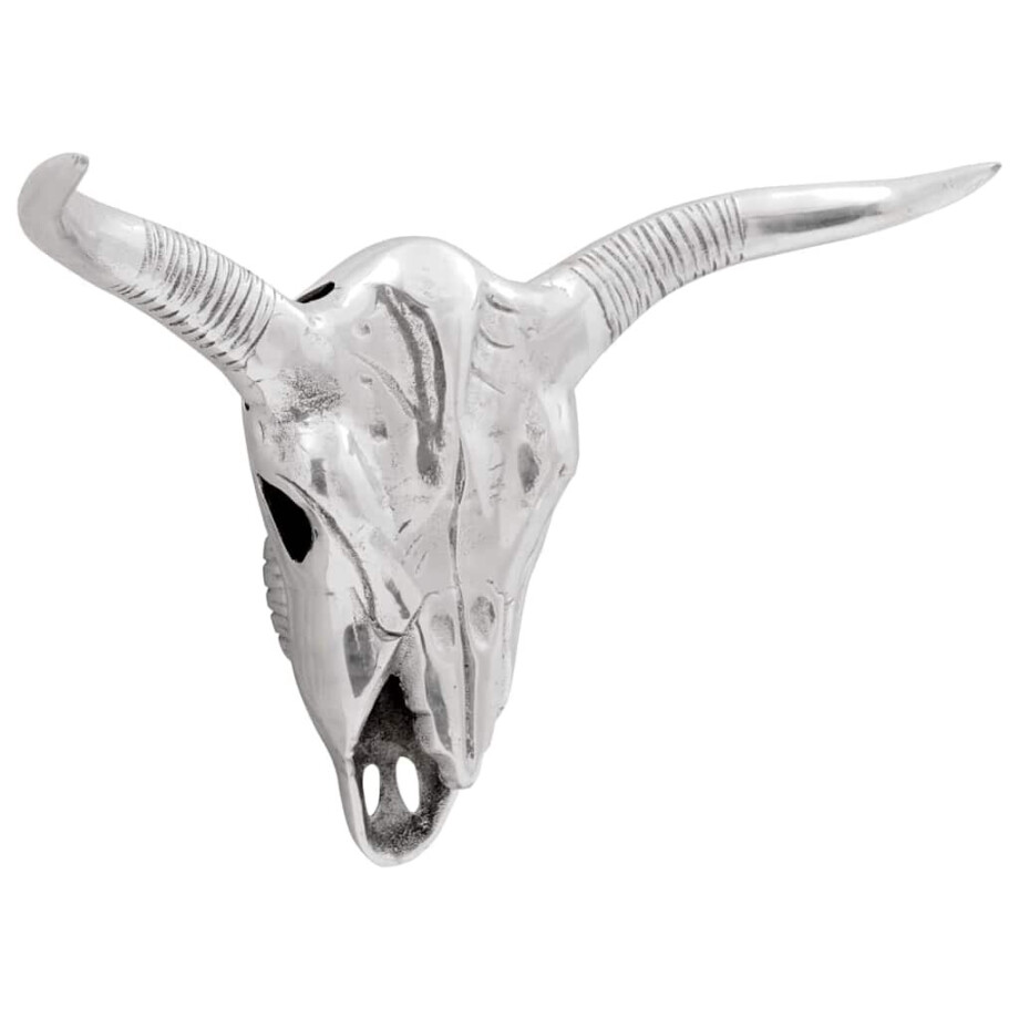 vidaXL Bullschedel Zilver 49 x 10 x 36 cm Aluminium afbeelding 1