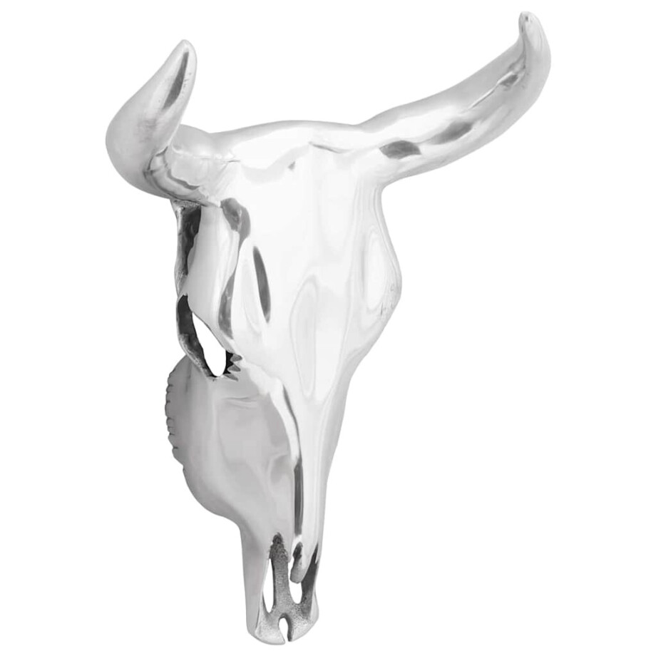 vidaXL Bullschedel Zilver 34 x 13 x 53 cm Aluminium afbeelding 1
