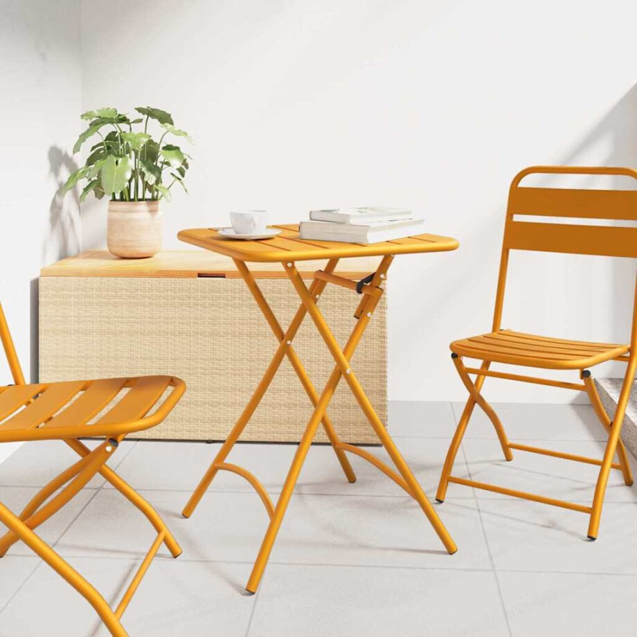 vidaXL Bistrotafel Mosterdgeel 55 x 55 x 72,5 cm Poedercoating staal afbeelding 1