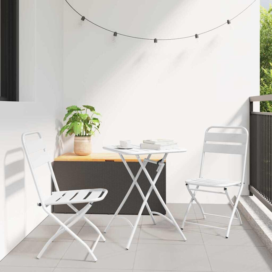 vidaXL Bistroset 3 pcs Wit Staal afbeelding 1