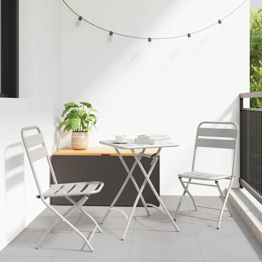 vidaXL Bistroset 3 pcs Beige Staal afbeelding 1