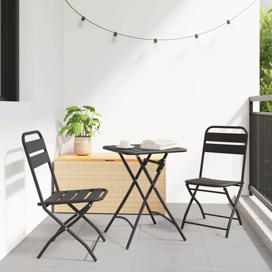 vidaXL Bistroset 3 pcs Antraciet Staal afbeelding 1