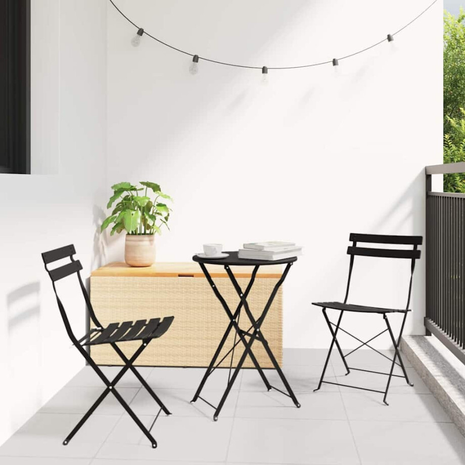 vidaXL Tuin Opvouwbare Stoel 2 pcs Antraciet 42 x 46 x 82cm Metaal afbeelding 1