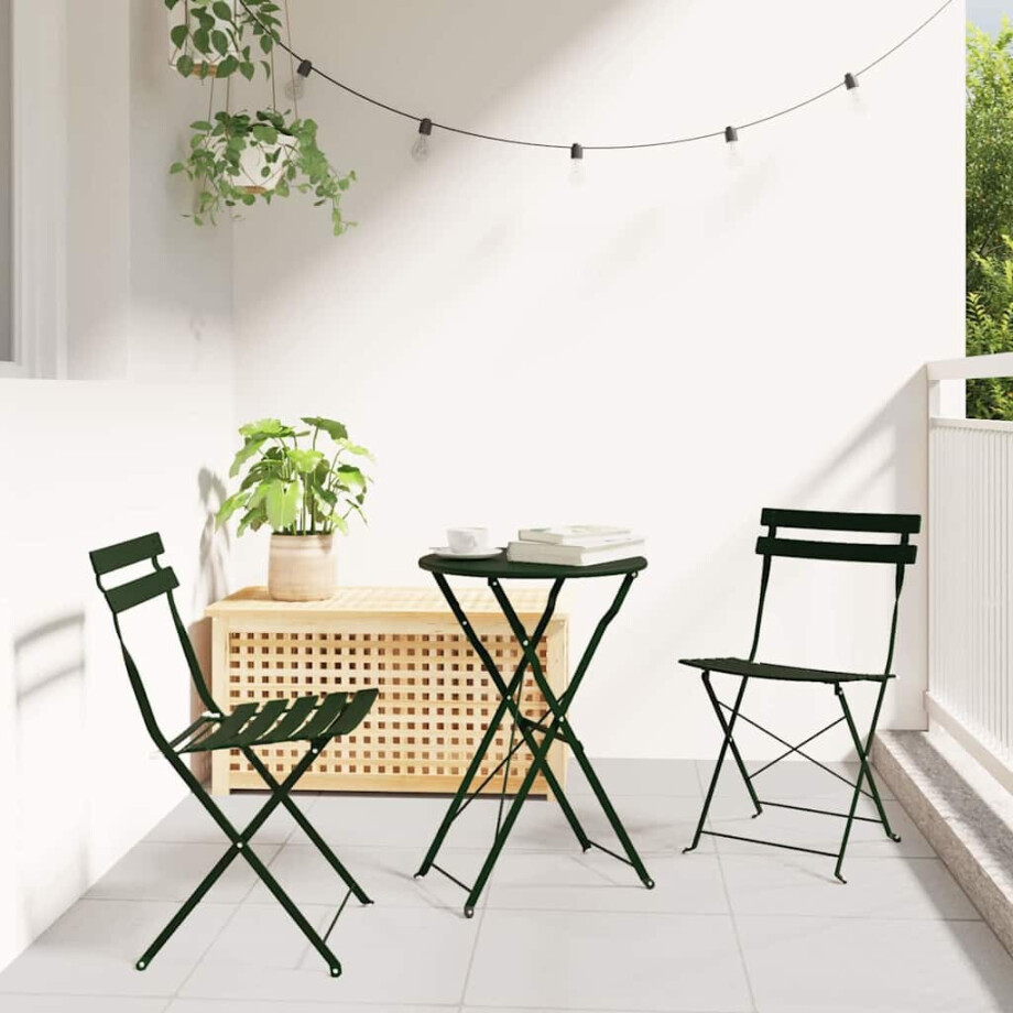 vidaXL Vouw Bistro Set 3 pcs Bossen Staal vidaXL Vouw Bistro Set 3 pcs Bossen Staal afbeelding 1
