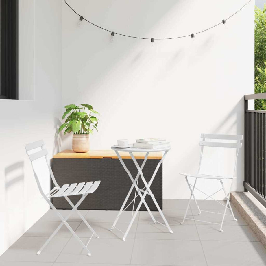 vidaXL Vouw Bistro Set 3 pcs Wit Staal afbeelding 1