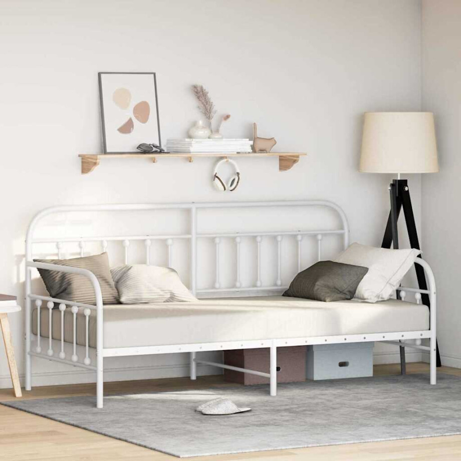 vidaXL Bedframe voor een daybed Wit 100 x 200 cm Gepoedercoat staal vidaXL Bedframe voor een daybed Wit 100 x 200 cm Gepoedercoat staal afbeelding 1