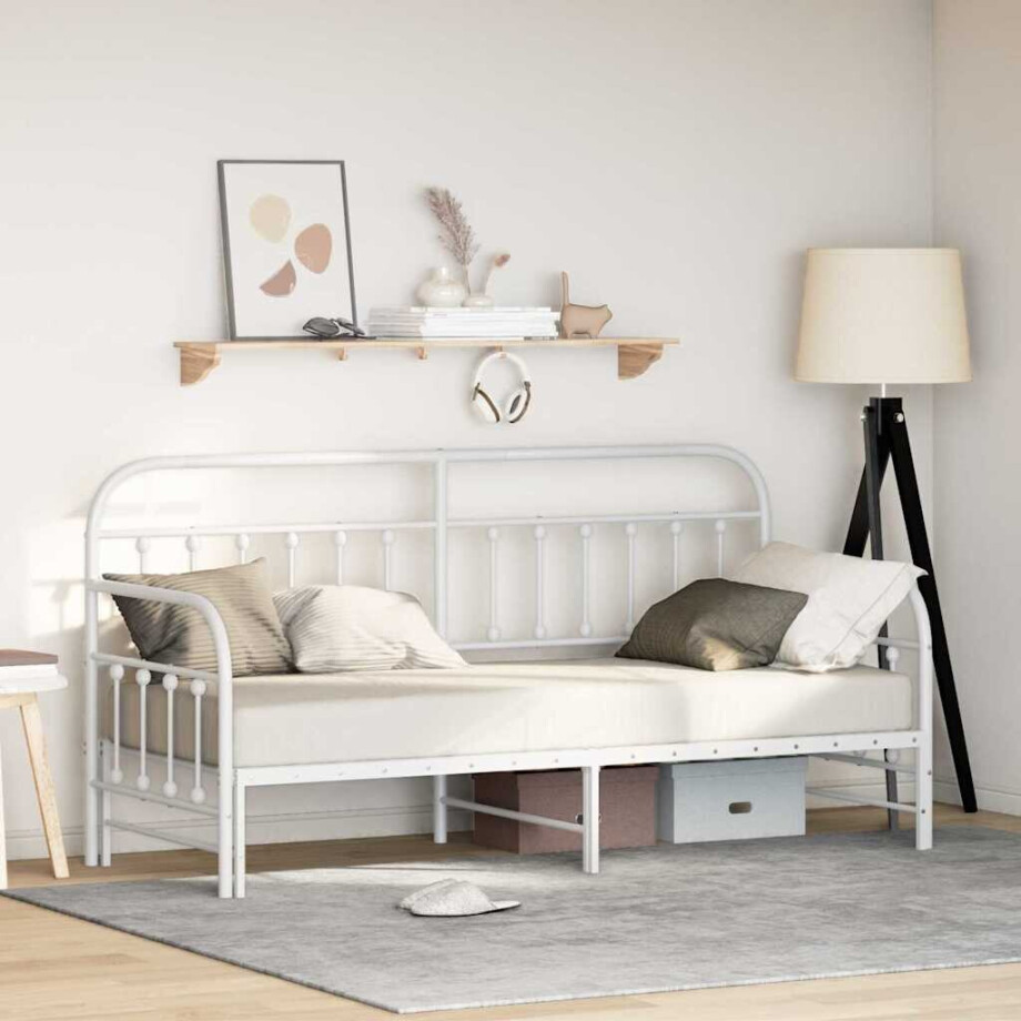 vidaXL Bedframe voor een daybed Wit 75 x 190 cm Gepoedercoat staal vidaXL Bedframe voor een daybed Wit 75 x 190 cm Gepoedercoat staal afbeelding 1