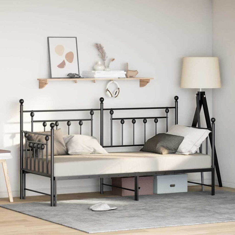 vidaXL Bedframe voor een daybed Zwart 80 x 200 cm Staal vidaXL Bedframe voor een daybed Zwart 80 x 200 cm Staal afbeelding 1