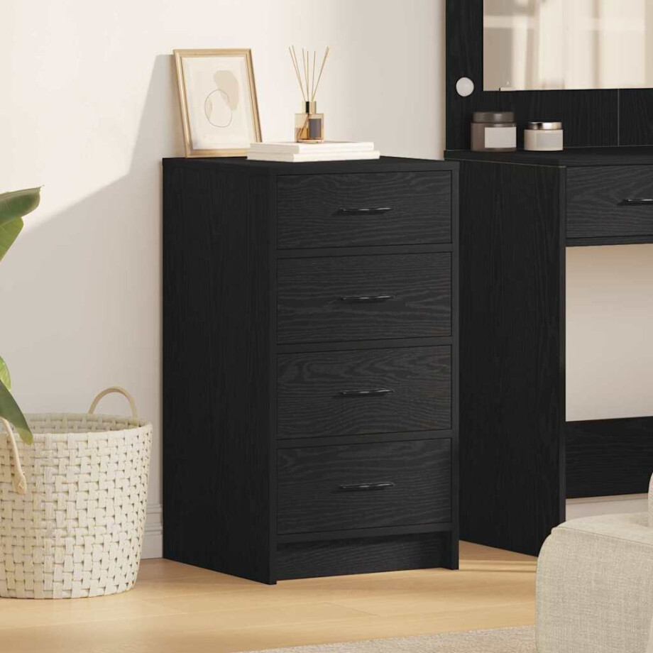 vidaXL Dressoir met lade Zwart eiken 40 x 41 x 75 cm Bewerkt hout afbeelding 1