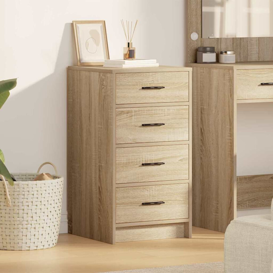 vidaXL Dressoir met lade Sonoma eiken 40 x 41 x 75 cm Bewerkt hout afbeelding 1