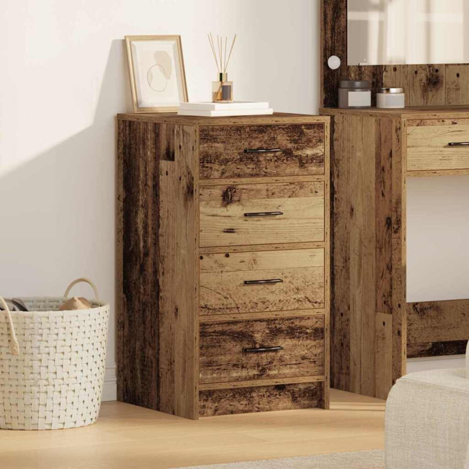 vidaXL Dressoir met lade Oud hout 40 x 41 x 75 cm Bewerkt hout vidaXL Dressoir met lade Oud hout 40 x 41 x 75 cm Bewerkt hout afbeelding 1