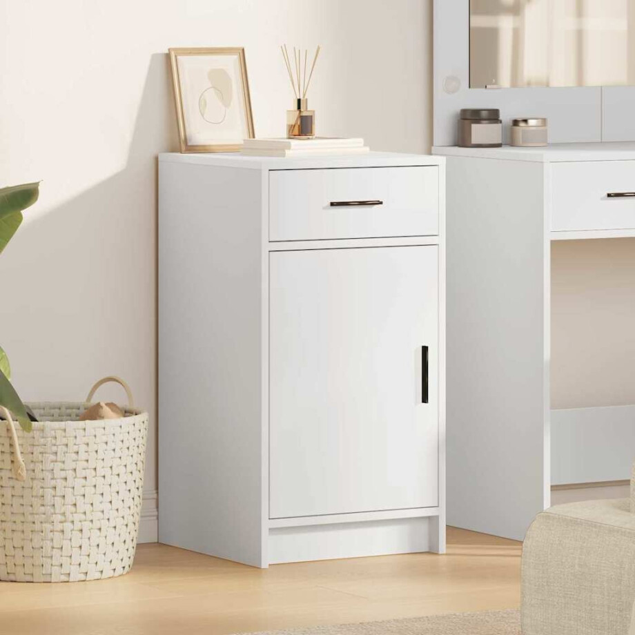 vidaXL Dressoir met lade Wit 40 x 40,5 x 75 cm Bewerkt hout vidaXL Dressoir met lade Wit 40 x 40,5 x 75 cm Bewerkt hout afbeelding 1