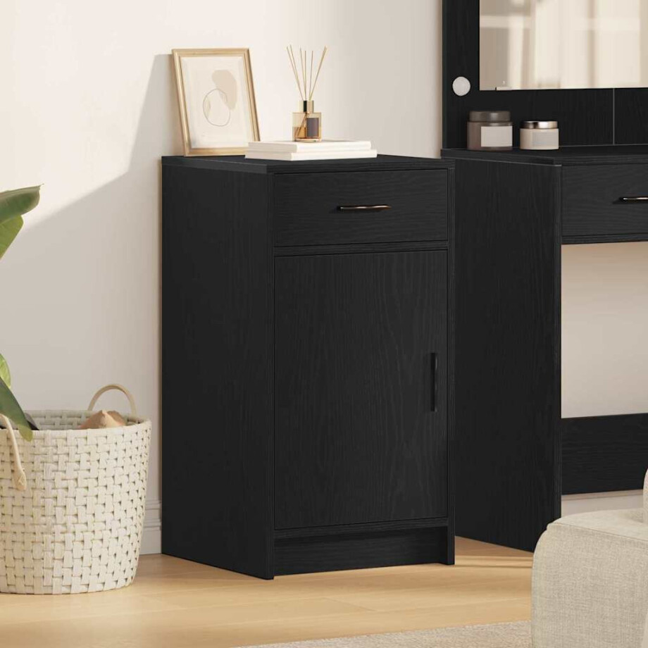 vidaXL Dressoir met lade Zwart Eiken 40 x 40,5 x 75 cm Bewerkt hout afbeelding 1