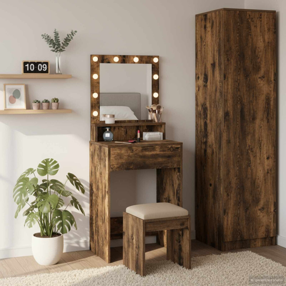 vidaXL Plafondtafel Gerookt eiken 50 x 41 x 135 cm Bewerkt hout afbeelding 1