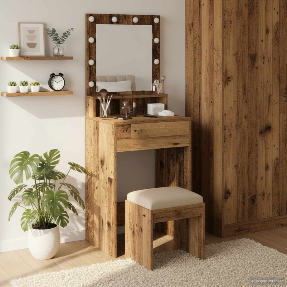 vidaXL Plafondtafel met plank Oudhout 50 x 41 x 135 cm Bewerkt hout afbeelding 1