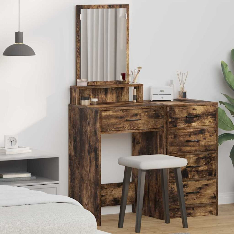 vidaXL Plafondtafel Gerookt eiken 50 x 41 x 140 cm Bewerkt hout afbeelding 1
