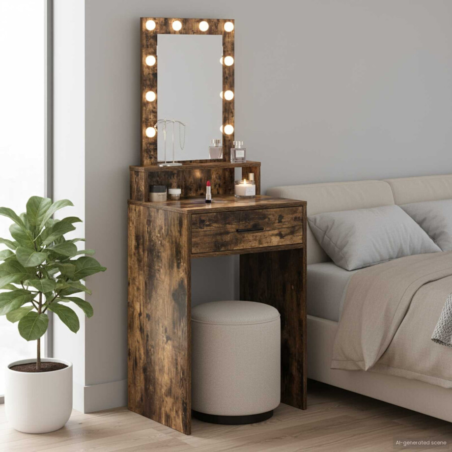 vidaXL Plafondtafel met lade Bruin 50 x 41 x 140 cm Bewerkt hout afbeelding 1