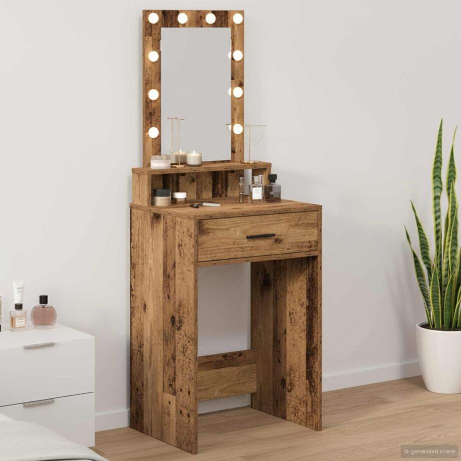vidaXL Plafondtafel met lade Bruin 50 x 41 x 140 cm Bewerkt hout afbeelding 1