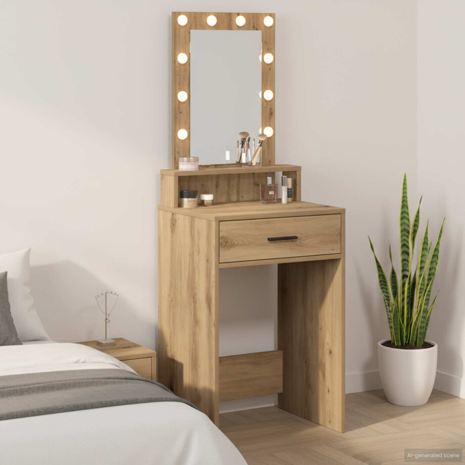 vidaXL Plafondtafel met lade Bruin 50 x 41 x 140 cm Bewerkt hout afbeelding 1