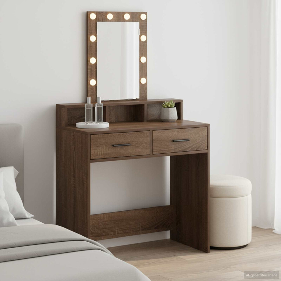 vidaXL Plafondtafel met lade Bruin 79 x 41 x 140 cm Bewerkt hout afbeelding 1