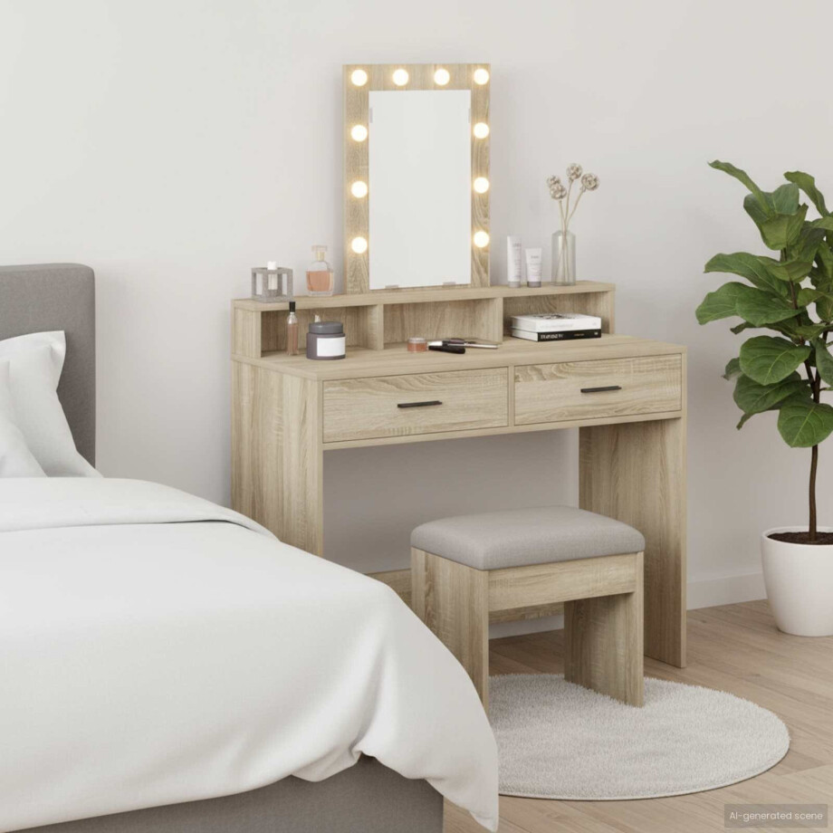 vidaXL Plafondtafel met lade Bruin 100 x 41 x 140 cm Bewerkt hout afbeelding 1