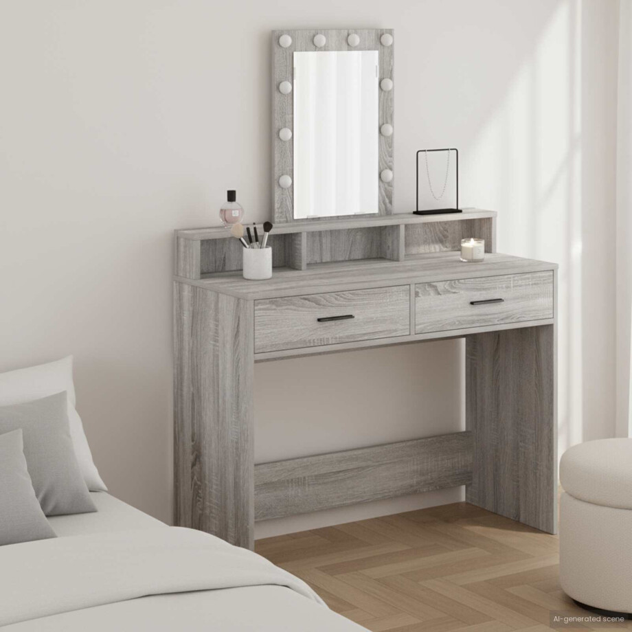 vidaXL Plafondtafel met lade Grijs 100 x 41 x 140 cm Bewerkt hout afbeelding 1
