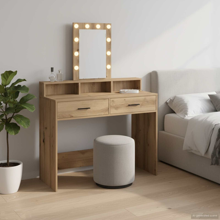 vidaXL Plafondtafel met lade Bruin 100 x 41 x 140 cm Bewerkt hout afbeelding 1