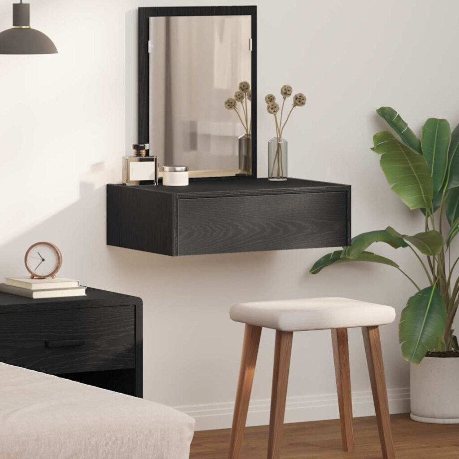 vidaXL Plafondtafel met lade Zwart 60 x 40 x 70 cm Bewerkt hout afbeelding 1