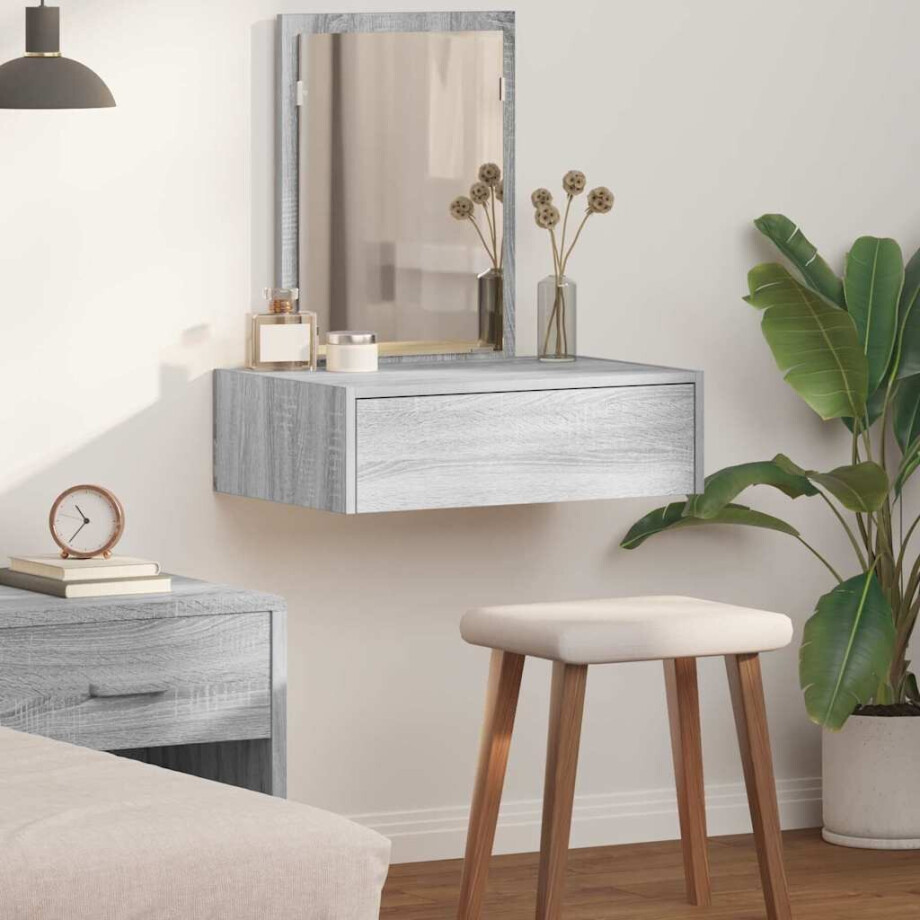 vidaXL Plafondtafel met lade Grijs 60 x 40 x 70 cm Bewerkt hout afbeelding 1