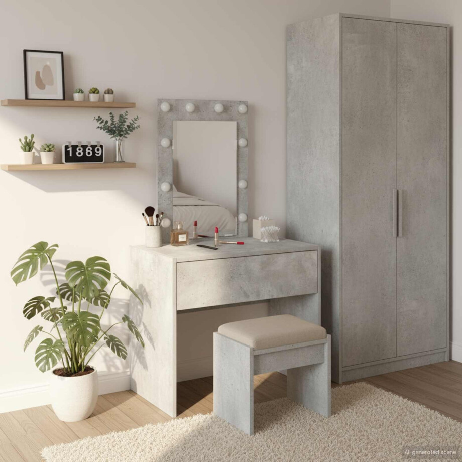 vidaXL Plafondtafel met lade Grijs 60 x 40 x 70 cm Bewerkt hout afbeelding 1