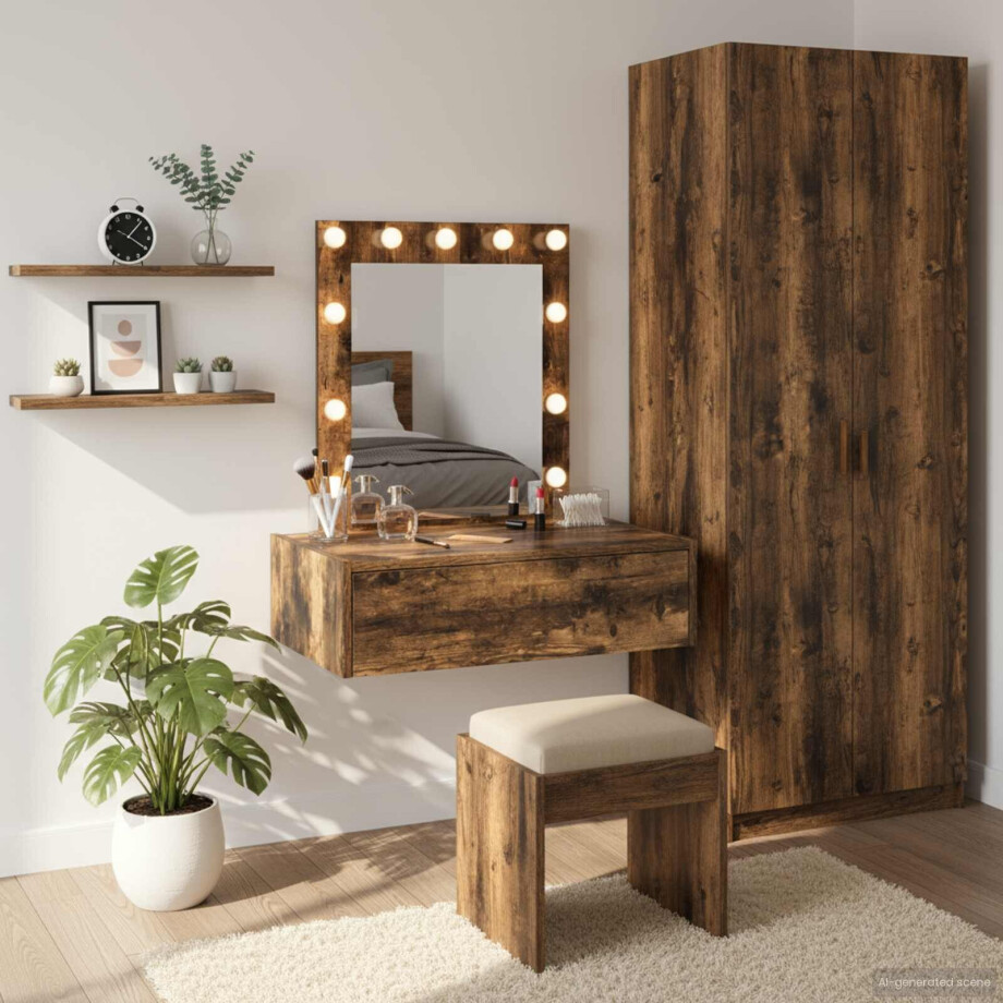 vidaXL Plafondtafel met lade Bruin 60 x 40 x 70 cm Bewerkt hout afbeelding 1