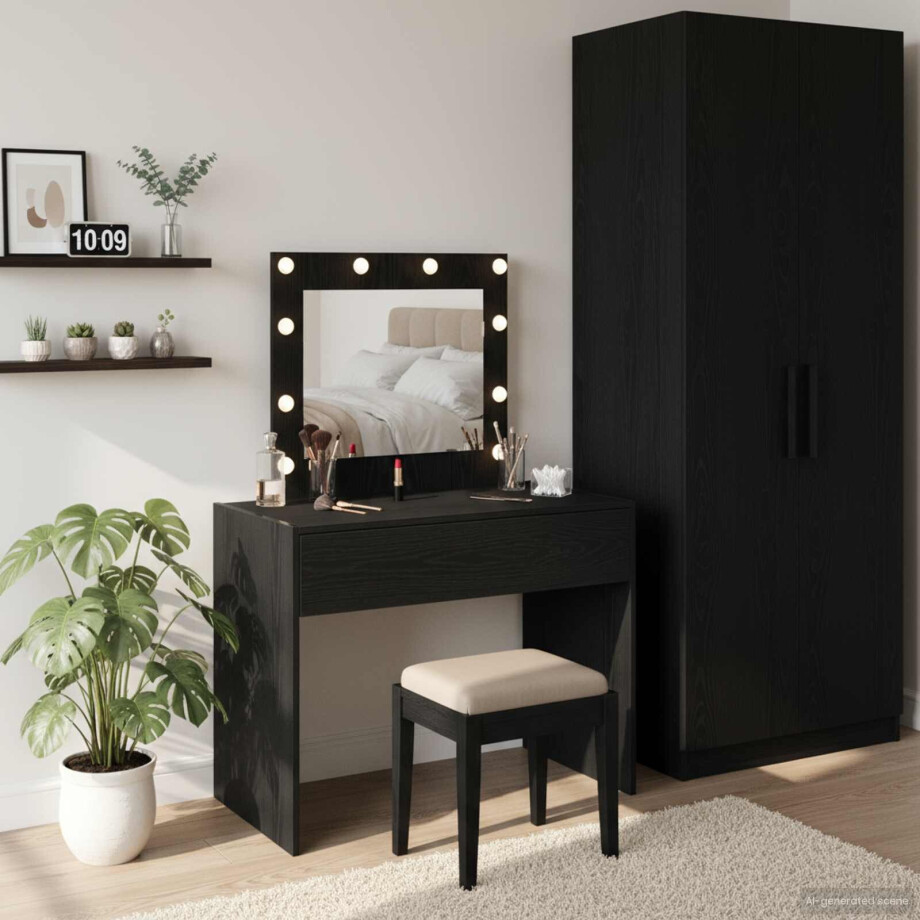 vidaXL Plafondtafel met lade Zwart 83 x 40 x 70 cm Bewerkt hout vidaXL Plafondtafel met lade Zwart 83 x 40 x 70 cm Bewerkt hout afbeelding 1