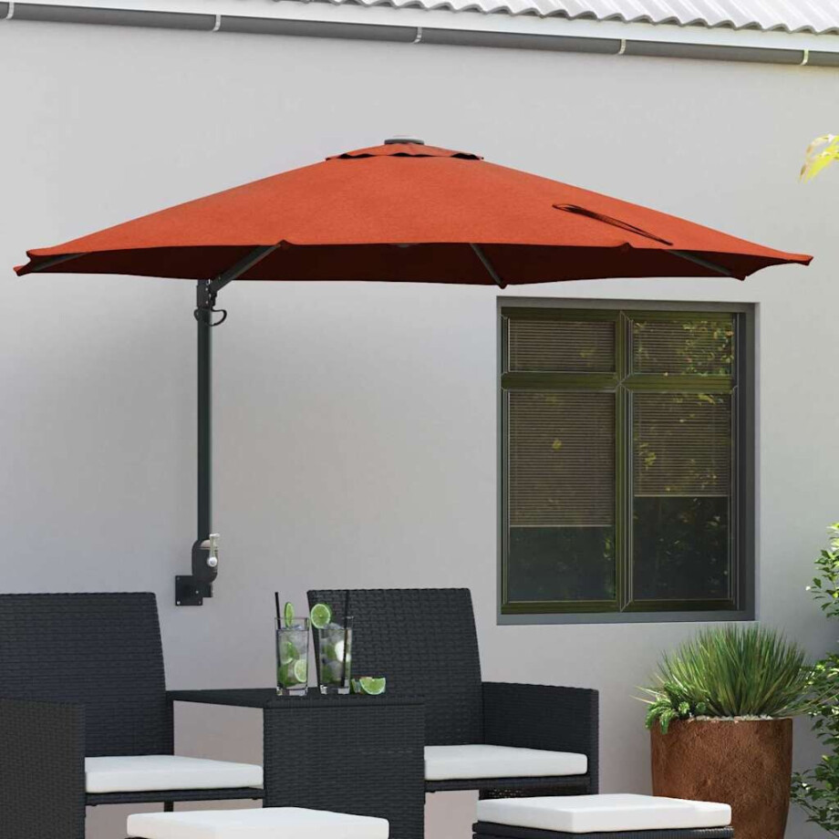 vidaXL Tuinparasol Terracotta 248 x 248 x 148 cm Polyester en staal afbeelding 1