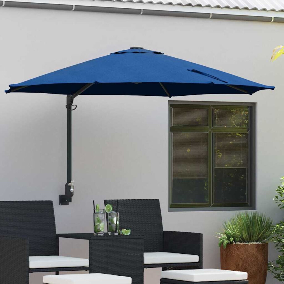 vidaXL Tuinparasol Azurblauw 248 x 248 x 148 cm Polyester en staal afbeelding 1
