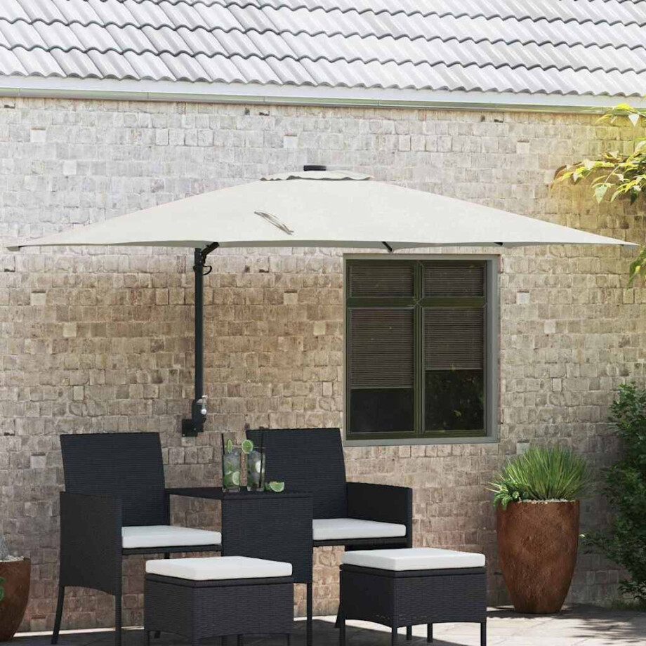 vidaXL Tuinparasol Zand 248,5 x 247,5 x 160 cm Polyester en staal afbeelding 1
