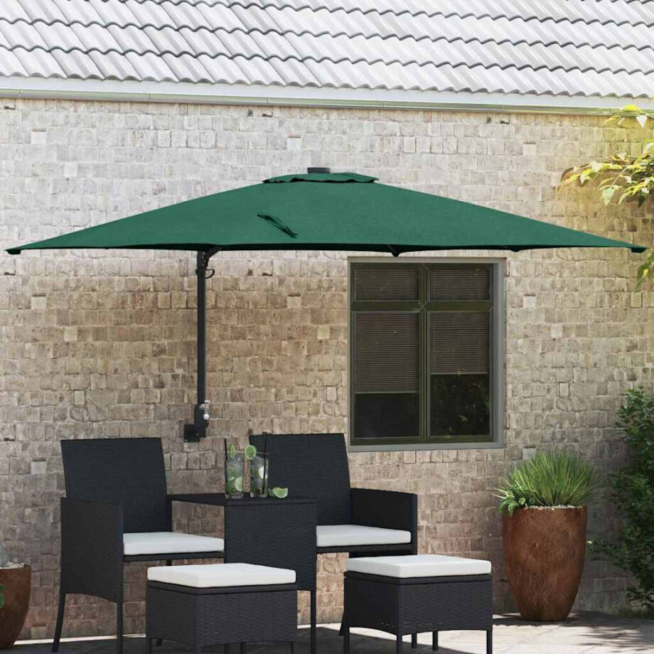 vidaXL Tuinparasol Groen 248,5 x 247,5 x 160 cm Polyester en staal afbeelding 1