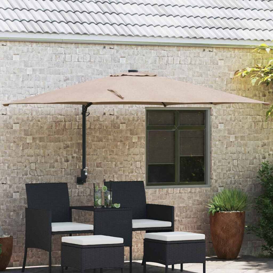 vidaXL Tuinparasol Taupe 248,5 x 247,5 x 160 cm Polyester en staal afbeelding 1