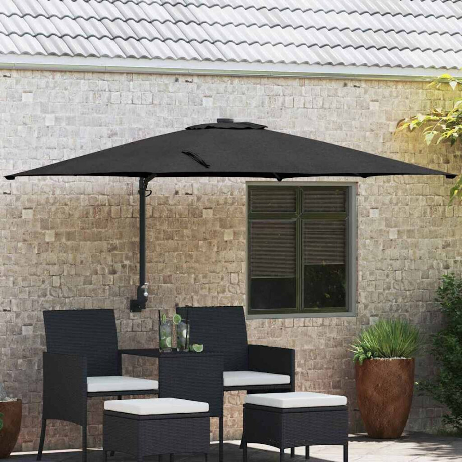 vidaXL Tuinparasol Zwart 248,5 x 247,5 x 160 cm Polyester en staal afbeelding 1